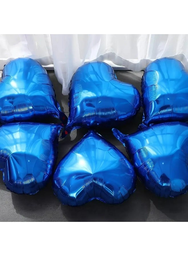 10-Pack 18-Inch Heart-Shaped Foil Balloons, Mixed Color, for Valentine'S Day, Birthday, Wedding, Anniversary, Engagement, Party Decorations, No Electricity Needed, Aluminum Film Balloons (BLUE)