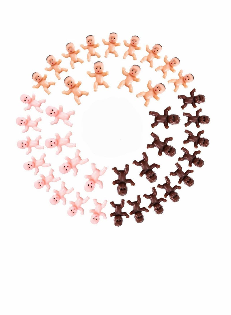 Excefore Baby Figurines 60 Pieces Mini Plastic Baby Favor Supplies With Velvet Bag Rosca De Reyes Babies  Cupid Doll For Baby Shower Ice Cube Game 1 Inch  - Image 1