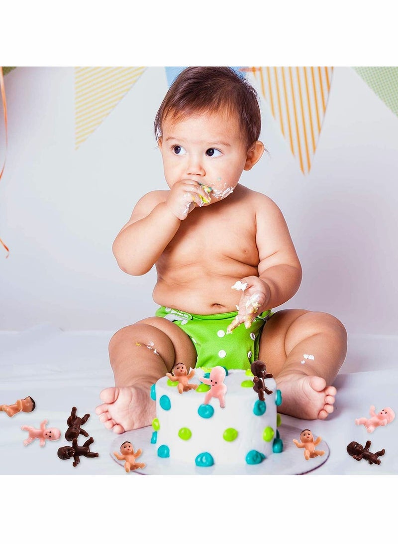 Excefore Baby Figurines 60 Pieces Mini Plastic Baby Favor Supplies With Velvet Bag Rosca De Reyes Babies  Cupid Doll For Baby Shower Ice Cube Game 1 Inch  - Image 3