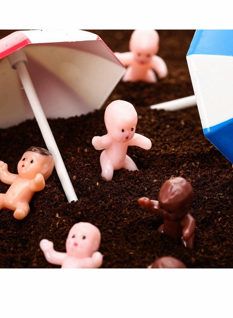 Excefore Baby Figurines 60 Pieces Mini Plastic Baby Favor Supplies With Velvet Bag Rosca De Reyes Babies  Cupid Doll For Baby Shower Ice Cube Game 1 Inch  - Image 4