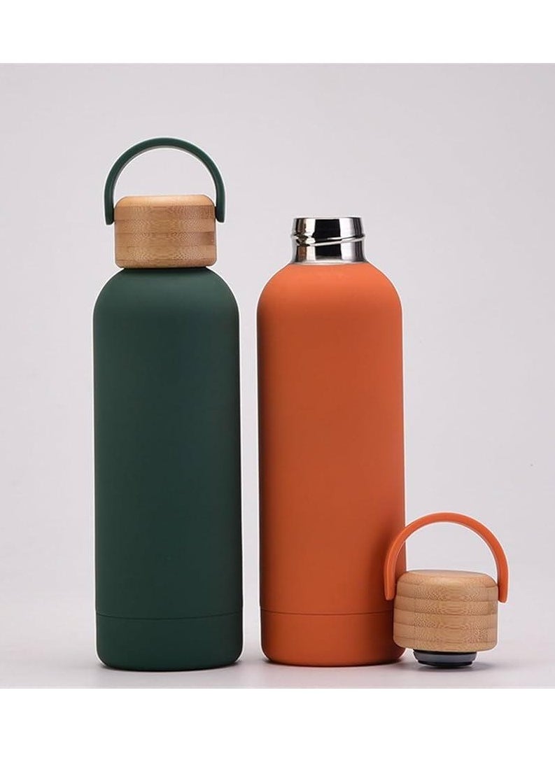 Generic - Stainless Steel Thermos Water Bottle, 500ml Water Bottle, Stylish, Lightweight, Direct Drinking, Wooden Lid, Cute, Milk Bottle, Leak Proof, For Gyms, Girls, Children, Boys, School, Insulated - Image 1