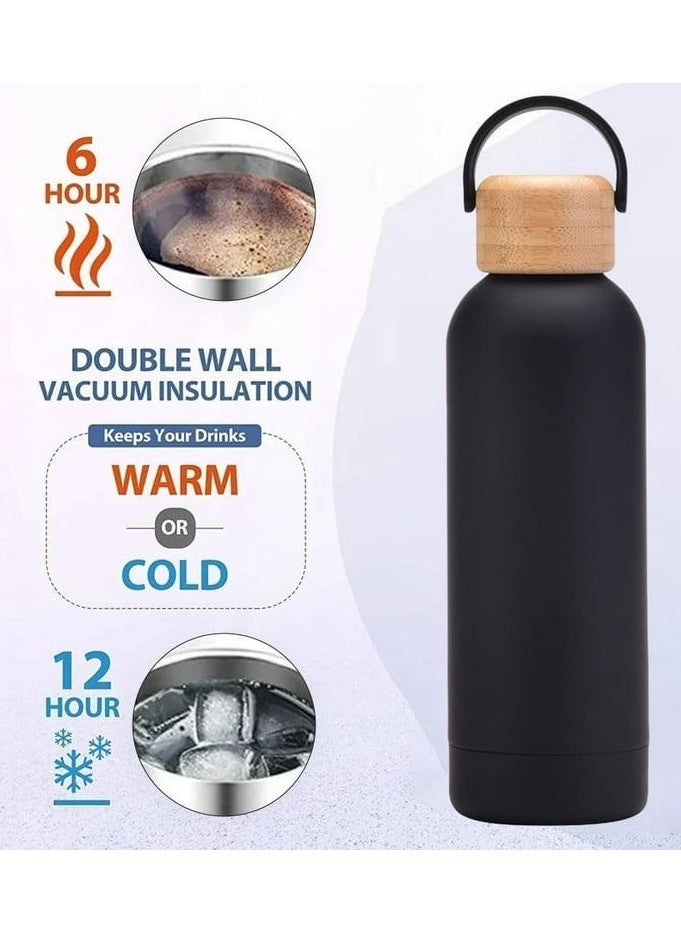 Generic - Stainless Steel Thermos Water Bottle, 500ml Water Bottle, Stylish, Lightweight, Direct Drinking, Wooden Lid, Cute, Milk Bottle, Leak Proof, For Gyms, Girls, Children, Boys, School, Insulated - Image 1