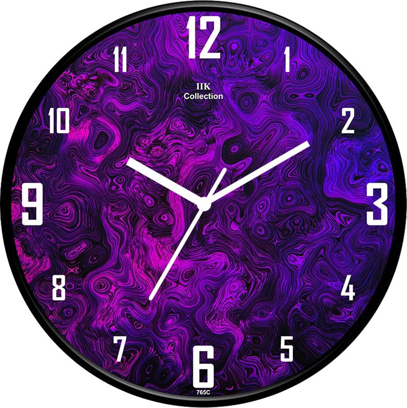 IIK COLLECTION Plastic Designer Analogue Round Wall Clock with Glass for Home Kitchen Bed Room Office (28 x 28 x 6 cm, Multicolour) - Image 1