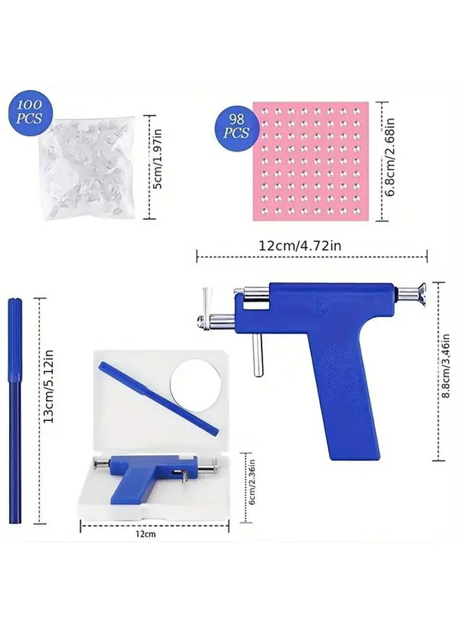 1pc Ear Piercing Tool Set Round Stainless Steel Earrings Blue Safe Lightweight And Fashionable - Image 4