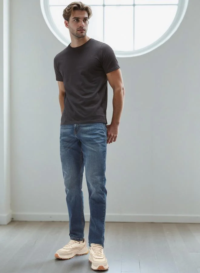 Splash FAV Plain Regular Fit Crew Neck T shirt with Short Sleeves