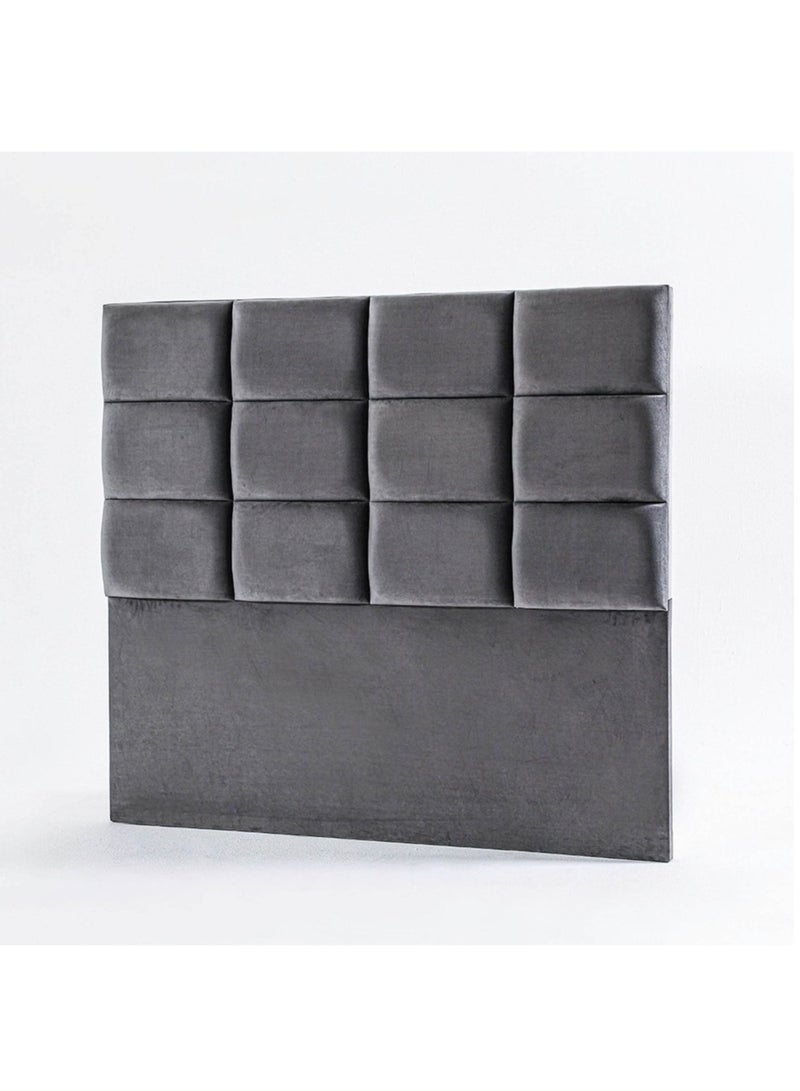 Karnak Square Design Upholstered Velvet Bed Frame Bedroom Furniture Strong And Sturdy Modern Design Wooden Bed | Quiet & Comfortable Bed (EU - Double 140x200cm, Grey) - Image 3