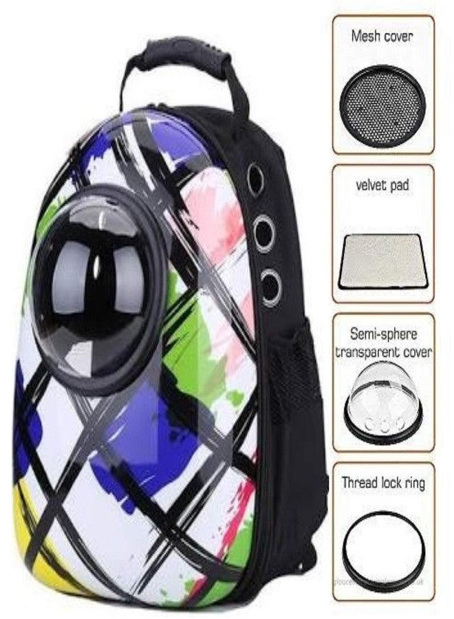 Petlicious & More Pet Carrier for Dog Cat Astronaut Capsule Breathable Travel Space for Cats Small Dogs & Petite Animals (Multi-Print) - Image 3