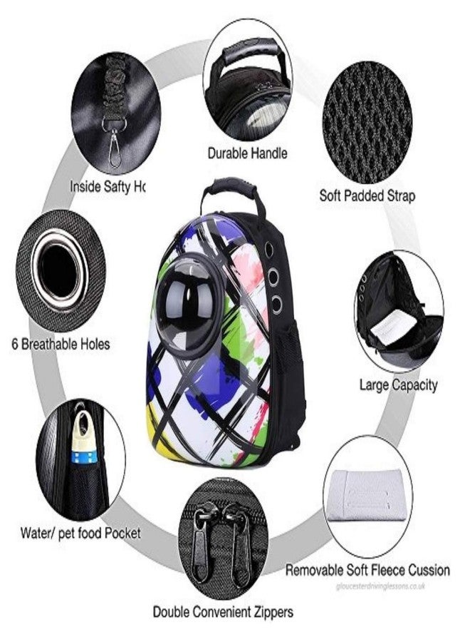 Petlicious & More Pet Carrier for Dog Cat Astronaut Capsule Breathable Travel Space for Cats Small Dogs & Petite Animals (Multi-Print) - Image 2