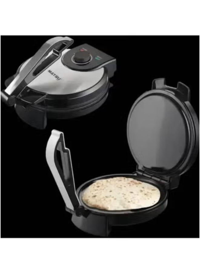ELTRAZONE MATSU 10-Inch Electric Roti Maker – 1200W Powerful Non-Stick Chapati Press with Durable Stainless Steel Body, Adjustable Temperature Control for Soft or Crispy Flatbreads, Dual Indicator Lights for Power & Ready Status, Safety Lock for Secure Use, Easy Cleaning Non-Stick Plates, Instruction Manual Included – 220-240V Black Kitchen Appliance for Quick Homemade Rotis, Parathas & More – Perfect for UAE Homes  - Image 2