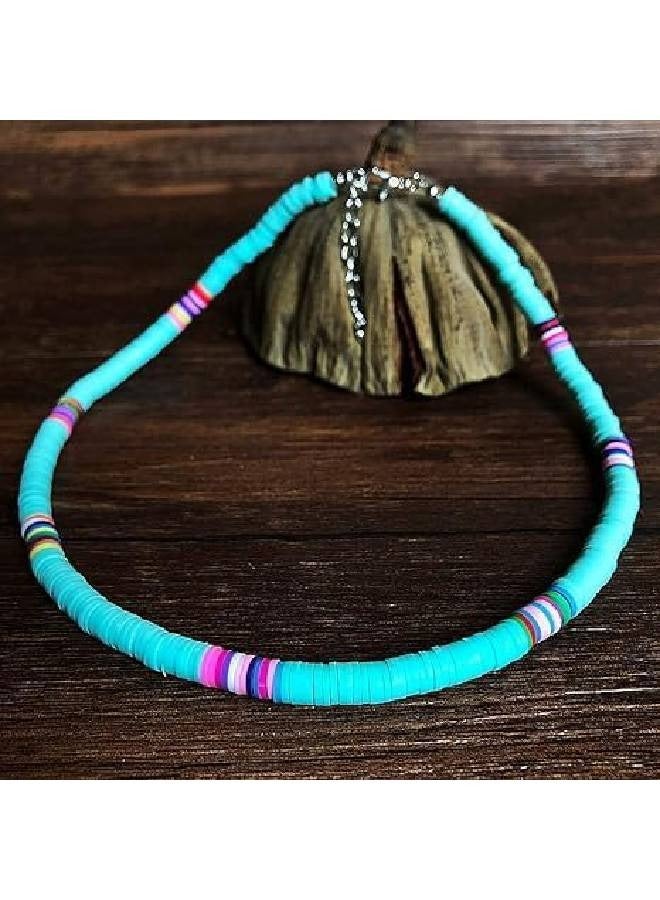 قلادة من الخرز على شكل قرص ملون خفيف الوزن للنساء والرجال مجوهرات للعطلات والصيف والشاطئ - Image 2