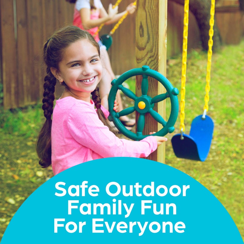 Jungle Gym Kingdom Playground Accessories - Pirate Ship Wheel for Kids Outdoor Playhouse, Treehouse, Backyard Playset Or Swingset - Wooden Attachments Parts (Green) - Image 2