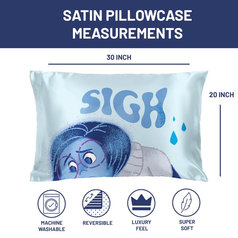 Jay Franco Disney Pixar Inside Out Sadness Satin Pillowcase - Standard Size 20x30 Inch Silky Soft Blue Premium Pillow Cover - Image 3
