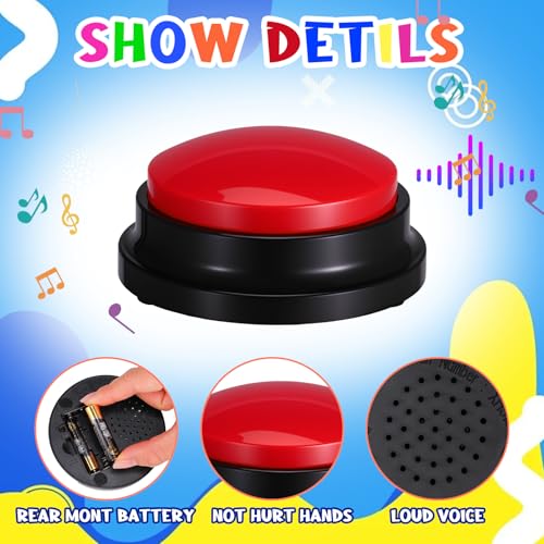 Ovveroche 10 Pieces Recordable Answer Buzzers Button Answer Buzzers Game Show Buzzer Recordable Button Classroom Buzzers Perfect for Study Office Home and Pet Buttons Training Toy Multicolor - Image 5