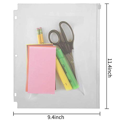 YoeeJob 3 Holes Clear PVC Zipper Binder Pocket Insert Pages Letter Size, 8 1/2" x 11 Loose Leaf Binder Filing Storage Bags 15 Per Pack - Image 2
