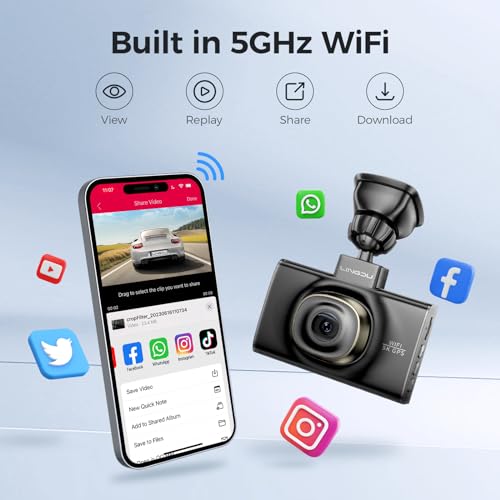 LINGDU LD02 5K On Dash Cam 5G WiFi with Free 64GB Card, 4K+2K Front and Rear Dual Dashcam 170° WDR IR Night Vision, 24H Parking Mode G-Sensor 3" Build-in GPS, Max Up Support to 128GB, Easy to Install - Image 4