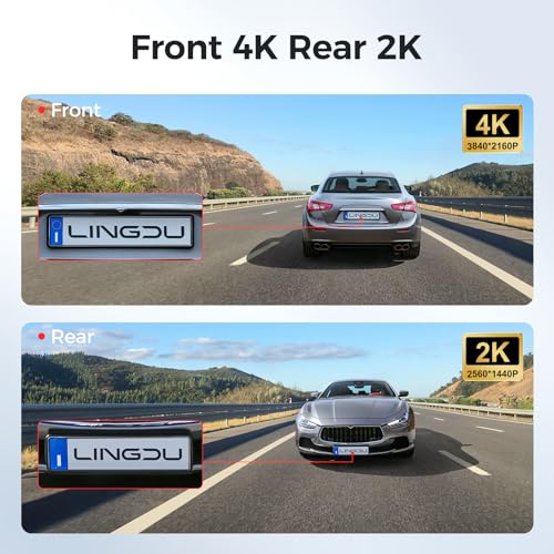 LINGDU LD02 5K On Dash Cam 5G WiFi with Free 64GB Card, 4K+2K Front and Rear Dual Dashcam 170° WDR IR Night Vision, 24H Parking Mode G-Sensor 3" Build-in GPS, Max Up Support to 128GB, Easy to Install - Image 3