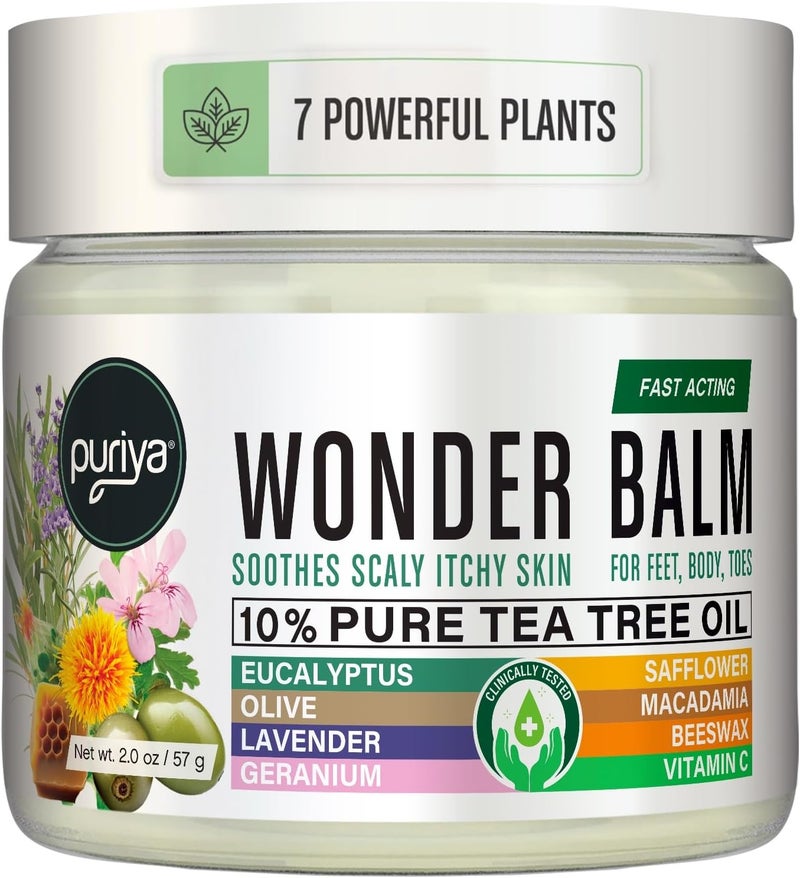 Tea Tree Oil Balm, Extra Strength, Pair Well with Jock Itch Cream, Spray, Athletes Foot, Ringworm Cream for Human, Rash Cream, Fast Acting for Dry, Itchy Skin, Plant Powered Wonder Balm