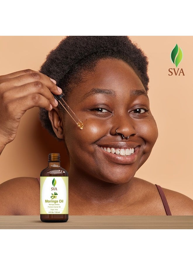 SVA Organics - SVA Moringa Carrier Oil 4 Oz (118 ml) Premium Carrier Oil with Dropper for Hair Care, Scalp Massage, Hair Oiling, Skin Care and Massage - Image 1