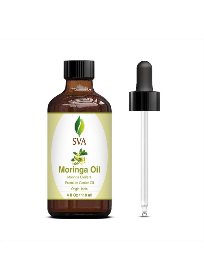 SVA Organics - SVA Moringa Carrier Oil 4 Oz (118 ml) Premium Carrier Oil with Dropper for Hair Care, Scalp Massage, Hair Oiling, Skin Care and Massage - Image 1