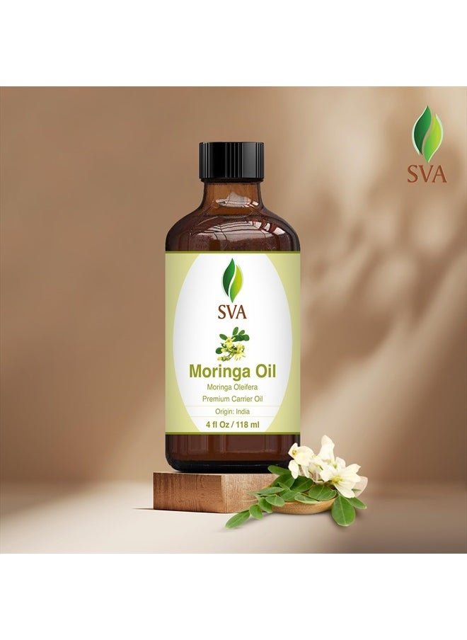 SVA Organics - SVA Moringa Carrier Oil 4 Oz (118 ml) Premium Carrier Oil with Dropper for Hair Care, Scalp Massage, Hair Oiling, Skin Care and Massage - Image 1