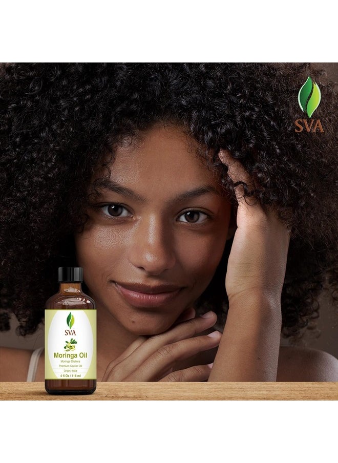 SVA Organics - SVA Moringa Carrier Oil 4 Oz (118 ml) Premium Carrier Oil with Dropper for Hair Care, Scalp Massage, Hair Oiling, Skin Care and Massage - Image 1