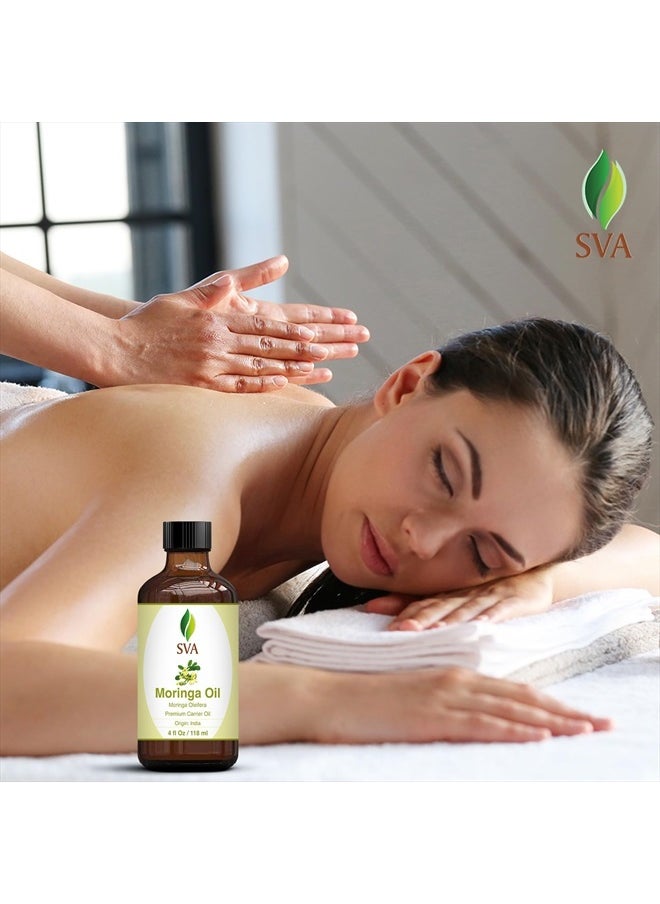 SVA Organics - SVA Moringa Carrier Oil 4 Oz (118 ml) Premium Carrier Oil with Dropper for Hair Care, Scalp Massage, Hair Oiling, Skin Care and Massage - Image 1