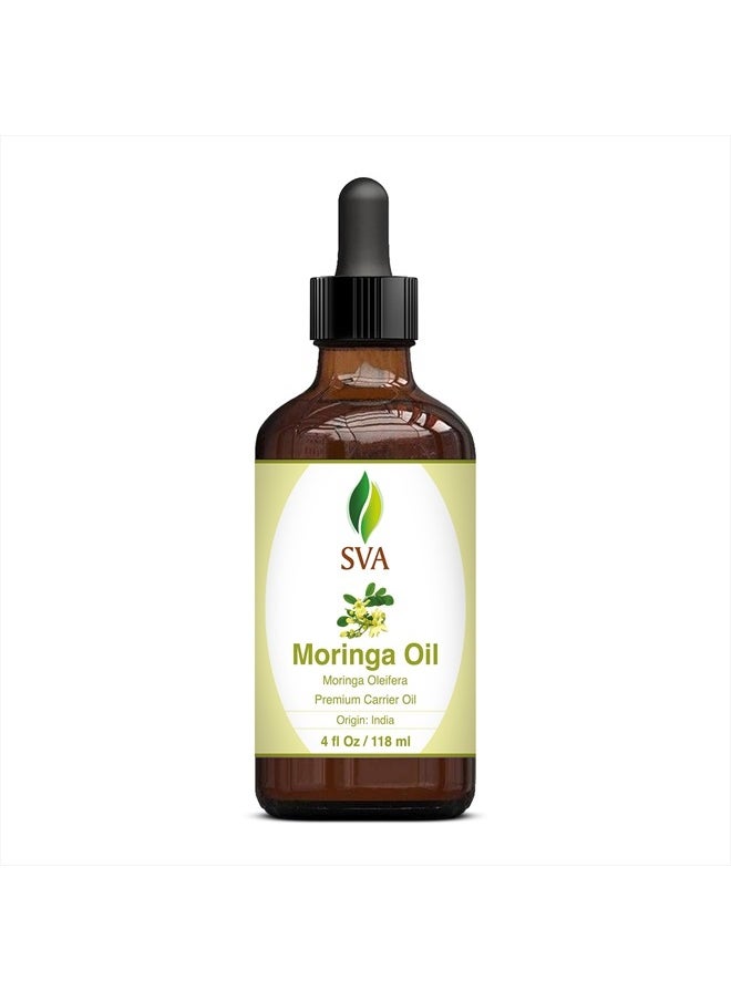 SVA Organics - SVA Moringa Carrier Oil 4 Oz (118 ml) Premium Carrier Oil with Dropper for Hair Care, Scalp Massage, Hair Oiling, Skin Care and Massage - Image 1