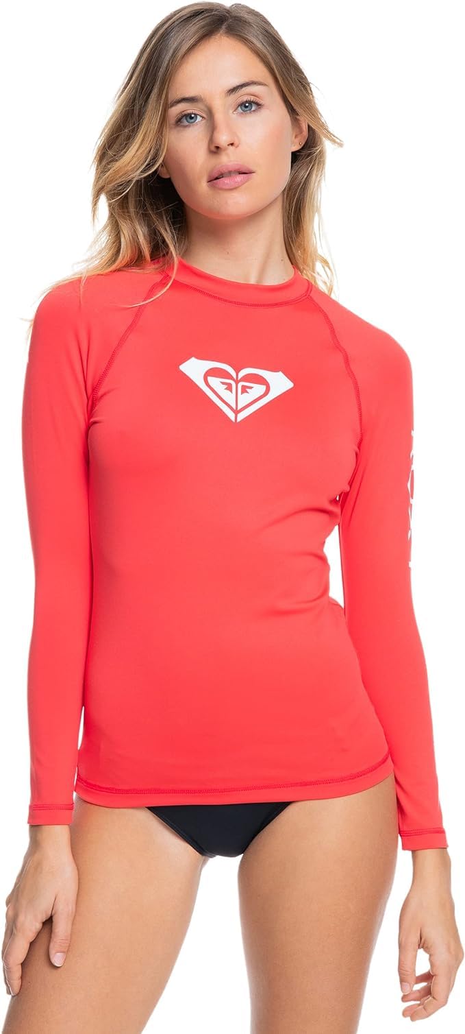 Roxy Womens Long Sleeve Compression Fit Rashguard UPF 50 Quick Dry Recycled Swim Shirt Cayenne Large - Image 2