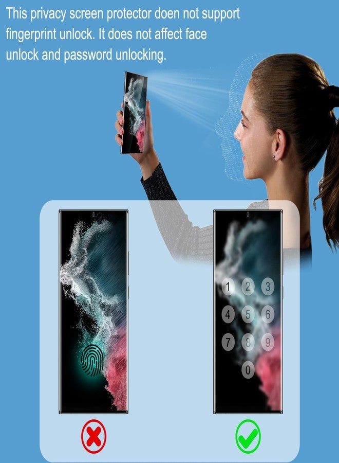 YWXTW [عبوة 2] واقي شاشة خصوصية لجهاز Galaxy S22 Ultra، زجاج مقسى مضاد للتجسس بصلابة 9H لجهاز Samsung Galaxy S22 Ultra 6.8 بوصة، حواف منحنية 3D سهل التركيب 【لا يدعم فتح بصمة الإصبع】 - Image 4