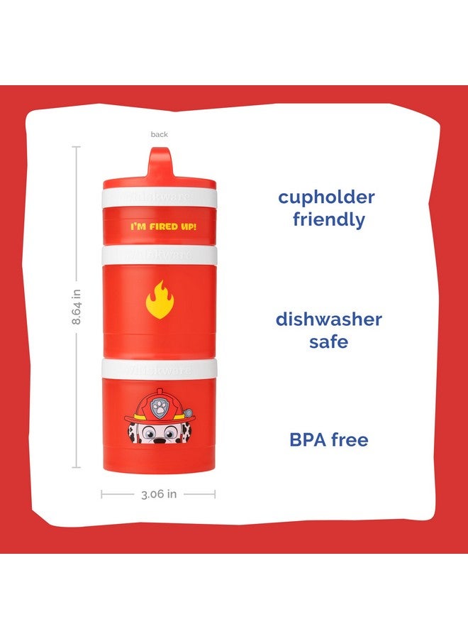 Whiskware Paw Patrol Stackable Snack Containers for Babies, Kids, and Toddlers, 3 Stackable Snack Cups for School and Travel, Formula Friendly, Cupholder Friendly, Marshall - Image 2