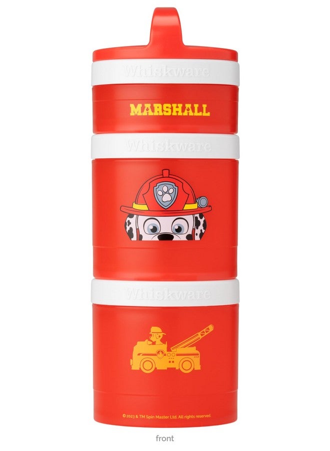 Whiskware Paw Patrol Stackable Snack Containers for Babies, Kids, and Toddlers, 3 Stackable Snack Cups for School and Travel, Formula Friendly, Cupholder Friendly, Marshall - Image 1