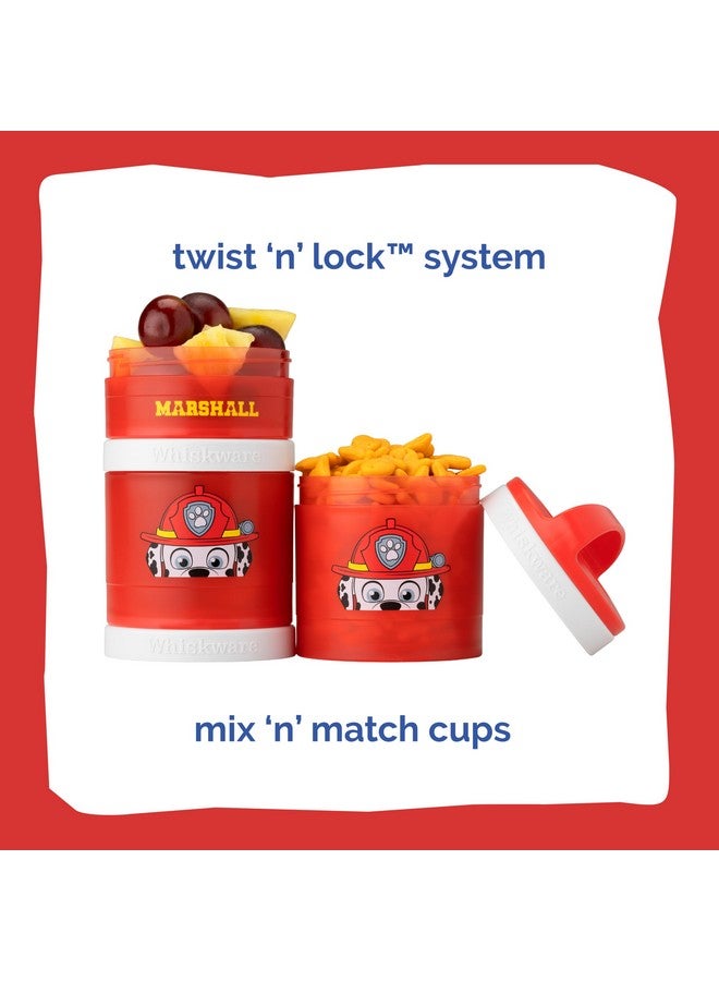 Whiskware Paw Patrol Stackable Snack Containers for Babies, Kids, and Toddlers, 3 Stackable Snack Cups for School and Travel, Formula Friendly, Cupholder Friendly, Marshall - Image 3
