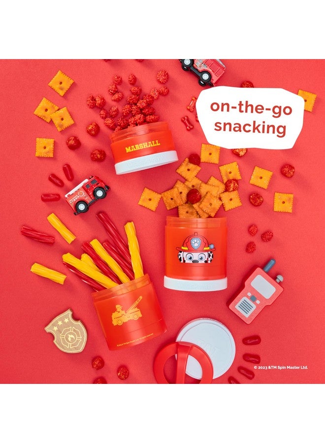 Whiskware Paw Patrol Stackable Snack Containers for Babies, Kids, and Toddlers, 3 Stackable Snack Cups for School and Travel, Formula Friendly, Cupholder Friendly, Marshall - Image 4