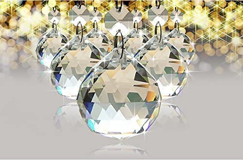 CRYSTA WORLD Crystal Prism Suncatcher Size 30 mm White Beaded Glass Art Hanging Crystal Sun Catcher Prism Ball for Christmas Tree Decoration and Car Pendants (White) - Image 2