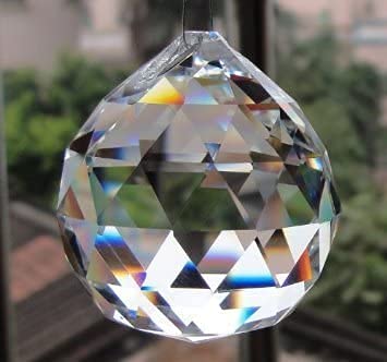 CRYSTA WORLD Crystal Prism Suncatcher Size 30 mm White Beaded Glass Art Hanging Crystal Sun Catcher Prism Ball for Christmas Tree Decoration and Car Pendants (White) - Image 1