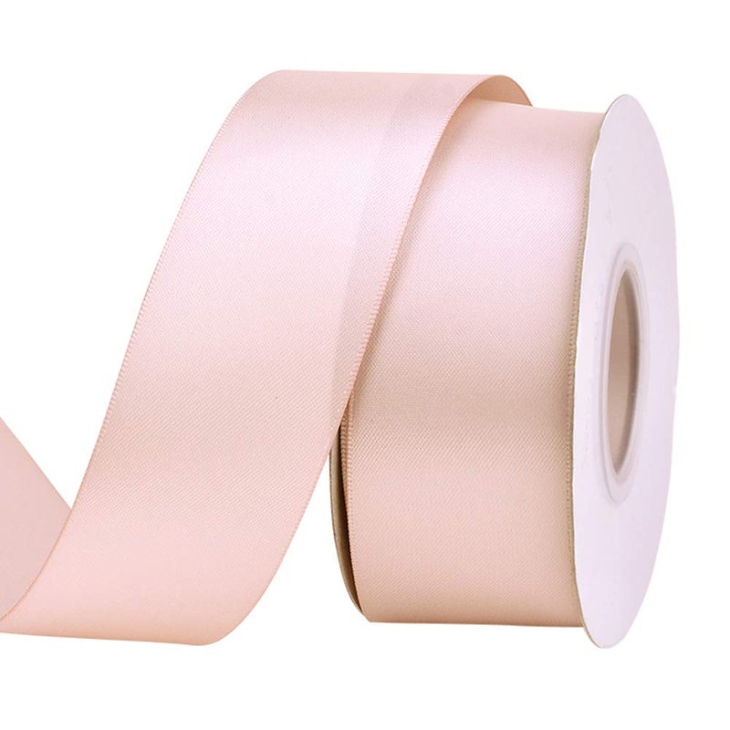 Ribest 112 inch 25 Yards Solid Double Face Satin Ribbon Per Roll for DIY Hair Accessories Scrapbooking Gift Packaging Party Decoration Wedding Flowers Vanila