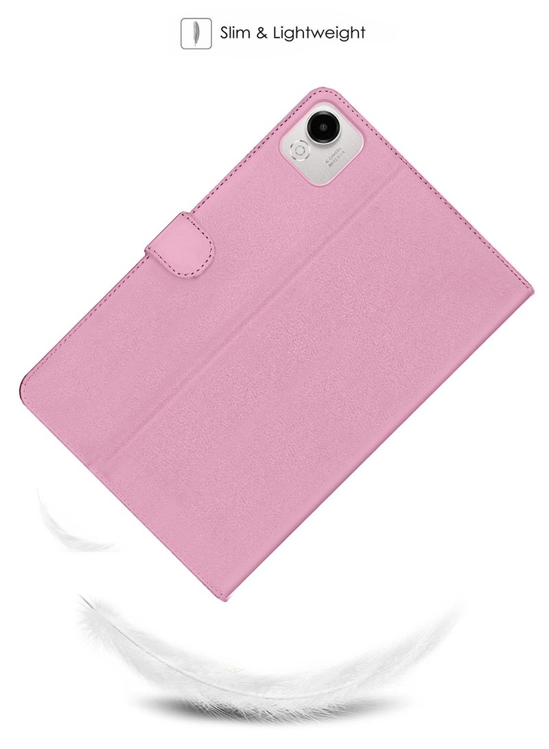 OMAKER Honor Pad X9a 11.5 4G 2025 PU Leather Magnetic Closure Flip Case Cover (TCFPSR) - Light Pink - Image 2