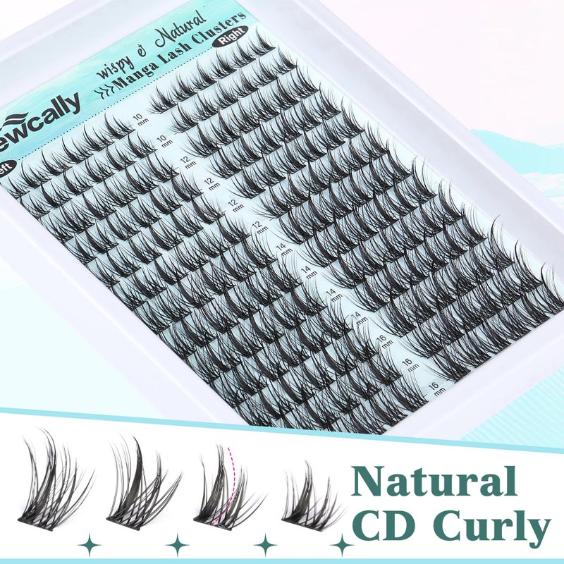 Newcally Wispy Lash Clusters Natural DIY Lash Extension Manga Spiky Cluster Eyelash Extension CD-curly Eyelash Clusters 10-16MM Individual Lashes Cat Eye Look by Newcally - Image 3