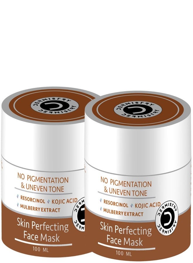 Dermistry 1% Kojic Acid Mulberry Ext Resorcinol Instant D De Tan Dark Spots Remover Skin Glow Pigmentation Removal Lightening Brightening Face Pack Mask For Men Women (Pack of 2) - Image 1