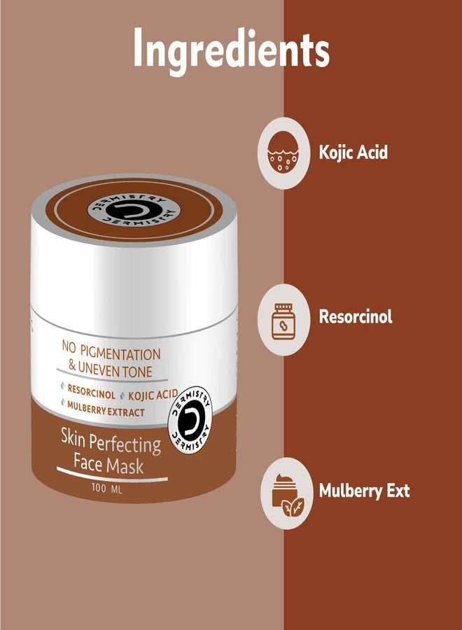 Dermistry 1% Kojic Acid Mulberry Ext Resorcinol Instant D De Tan Dark Spots Remover Skin Glow Pigmentation Removal Lightening Brightening Face Pack Mask For Men Women (Pack of 2) - Image 3