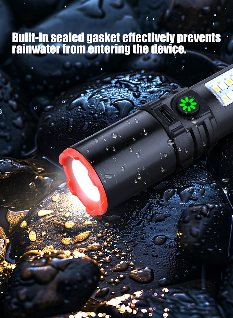 Rechargeable Flashlight, 2 in 1 Rechargeable Flashlight with Plastic Hook – 3 Brightness Levels & 5 Lighting Modes, 800mAh USB-C Rechargeable LED Outdoor Lamp, ABS Plastic Housing, IPX4 Waterproof, 2-4 Hours Runtime for Camping, Hiking, Emergency Use - Image 5