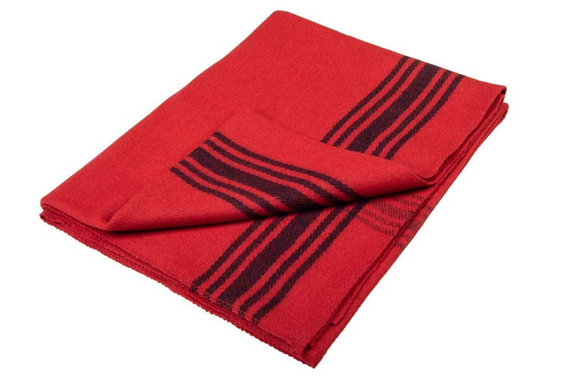 Farm Blue Wool Blanket Military Style - Thick & Lightweight Army Camping Blankets 80" x 62" - Large Camp Survival Blankets for Car, Hiking, Backpacking & Outdoor Festivals (Red with Navy Stripes) - Image 2