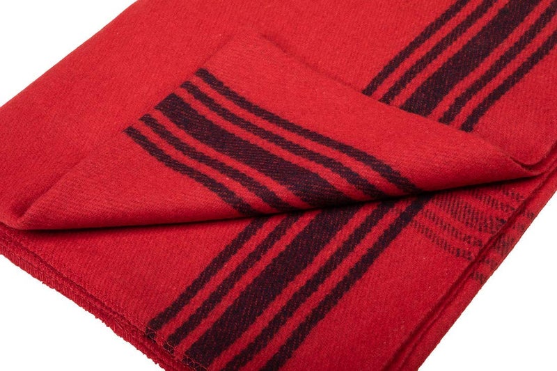 Farm Blue Wool Blanket Military Style - Thick & Lightweight Army Camping Blankets 80" x 62" - Large Camp Survival Blankets for Car, Hiking, Backpacking & Outdoor Festivals (Red with Navy Stripes) - Image 3