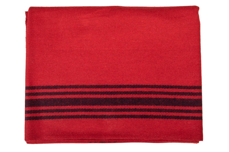 Farm Blue Wool Blanket Military Style - Thick & Lightweight Army Camping Blankets 80" x 62" - Large Camp Survival Blankets for Car, Hiking, Backpacking & Outdoor Festivals (Red with Navy Stripes) - Image 1