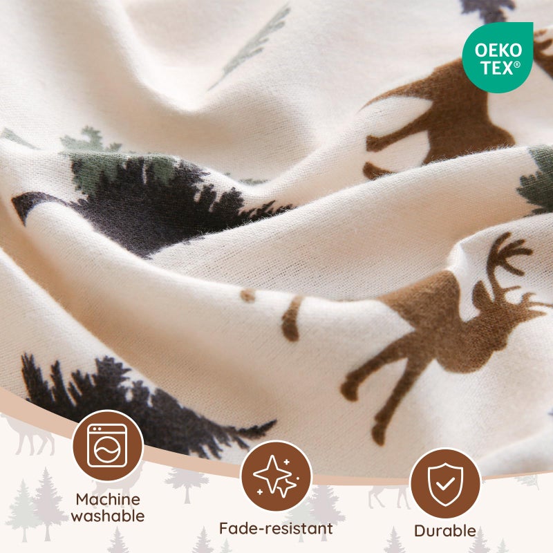 LONAVA 100% Cotton Flannel Sheet Set 4 Pieces, Heavy-Duty Fluffy Flannel Design, Thermal Lock Technology, 16 inch Deep Pocket Cozy Soft Bedsheets,(King,Fall Forest) - Image 4