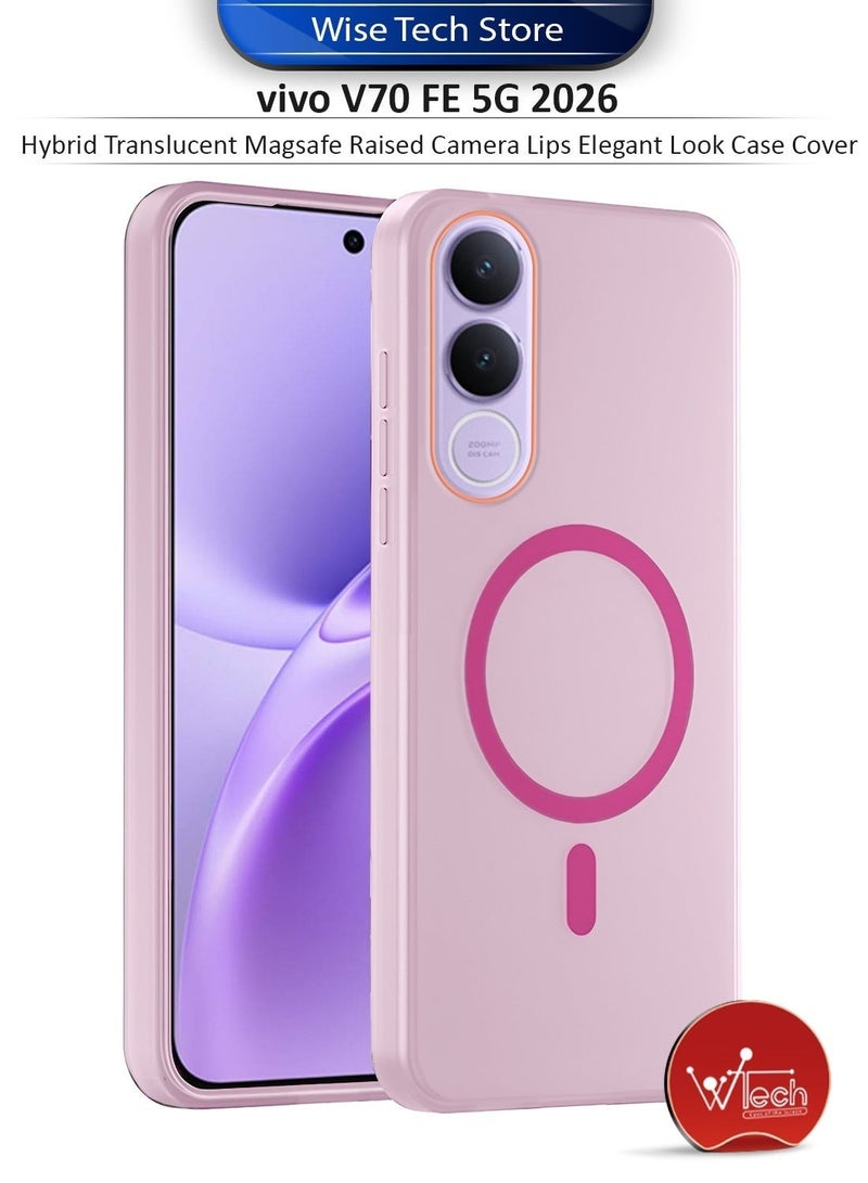 Wtech vivo V70 FE 5G 2026 Hybrid Translucent Magsafe with Magnetic Charging Raised Camera Lips Elegant Look Case Cover (MCMPMN) - Baby Pink & vivo V70 FE 5G 2026 Premium E2E Series Full Glue Full Cover Tempered Glass Screen Protector (MSGECN) - Clear/Black Bundle - Image 2