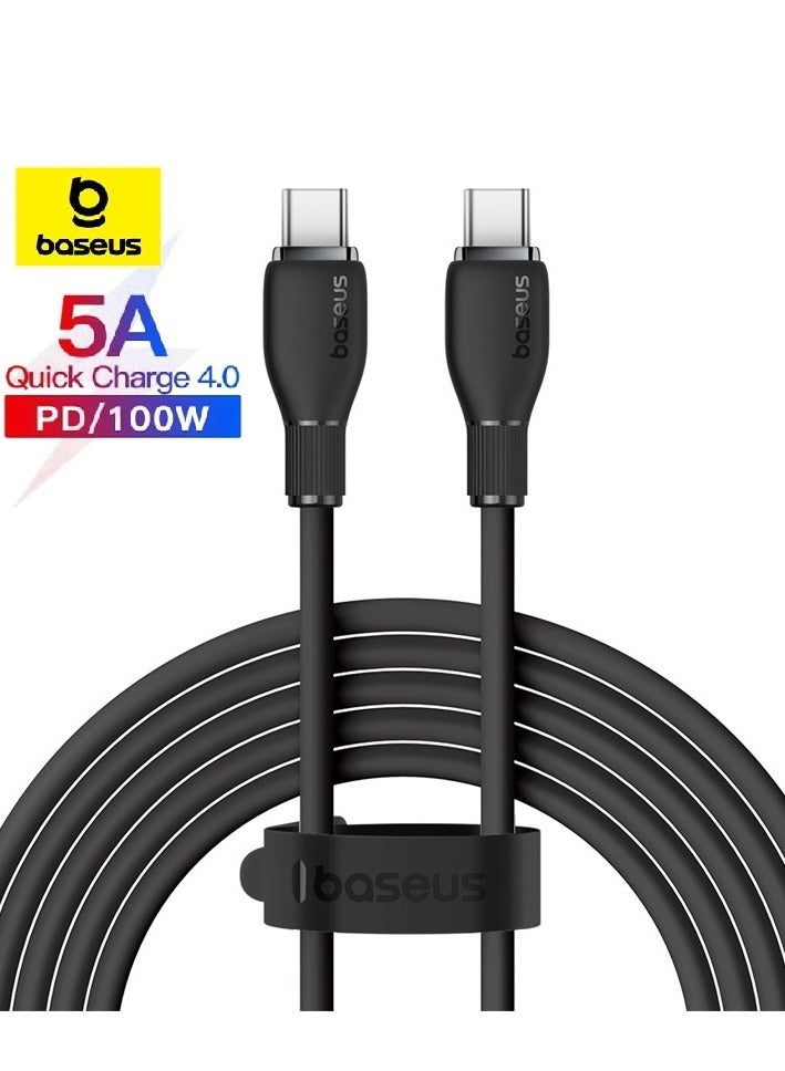 بيسوس كابل شحن سريع 100 وات PD من USB C إلى USB C (2 متر) مع نقل بيانات عالي السرعة خضع لأكثر من 20000 اختبار انحناء من النوع C لهاتف iPhone 15 Pro/15 Pro Max، وMacBook Pro/Air، وiPad Pro، وSamsung S24/S23 Ultra وما إلى ذلك- - Image 1