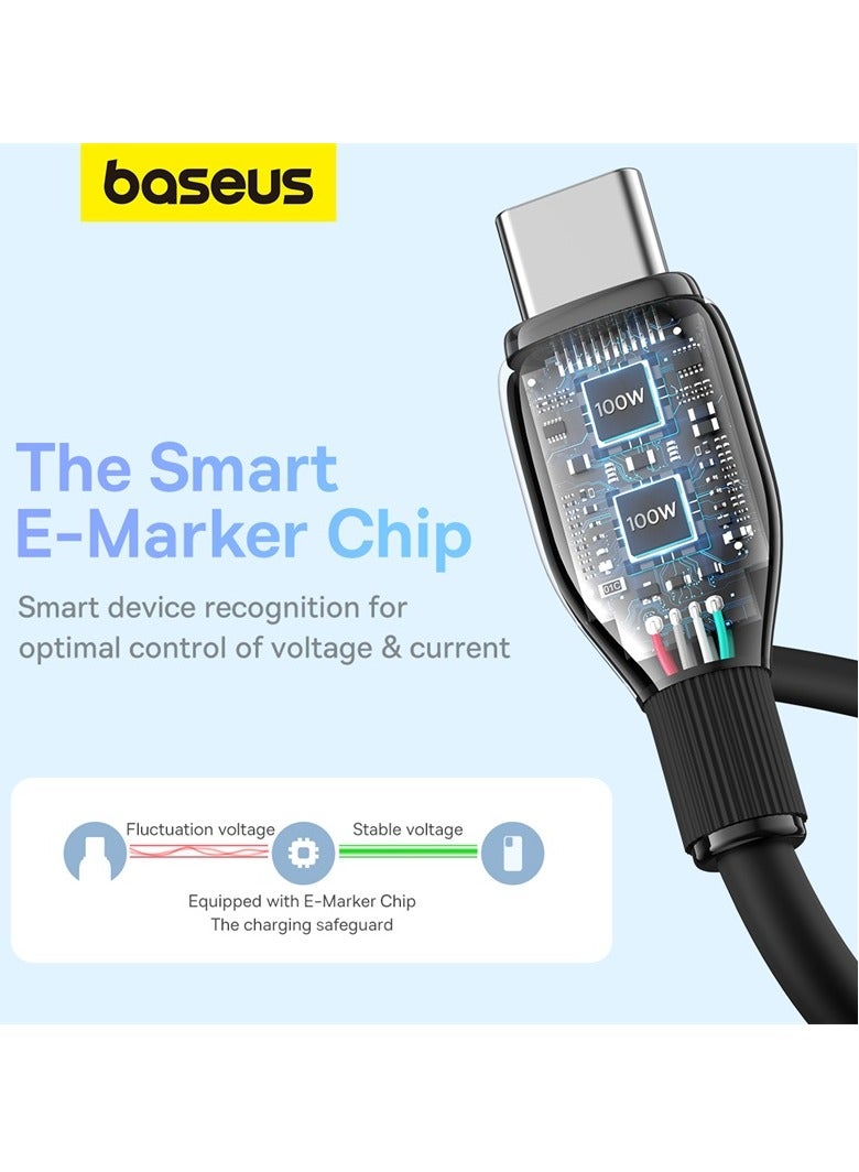 بيسوس كابل شحن سريع 100 وات PD من USB C إلى USB C (2 متر) مع نقل بيانات عالي السرعة خضع لأكثر من 20000 اختبار انحناء من النوع C لهاتف iPhone 15 Pro/15 Pro Max، وMacBook Pro/Air، وiPad Pro، وSamsung S24/S23 Ultra وما إلى ذلك- - Image 3
