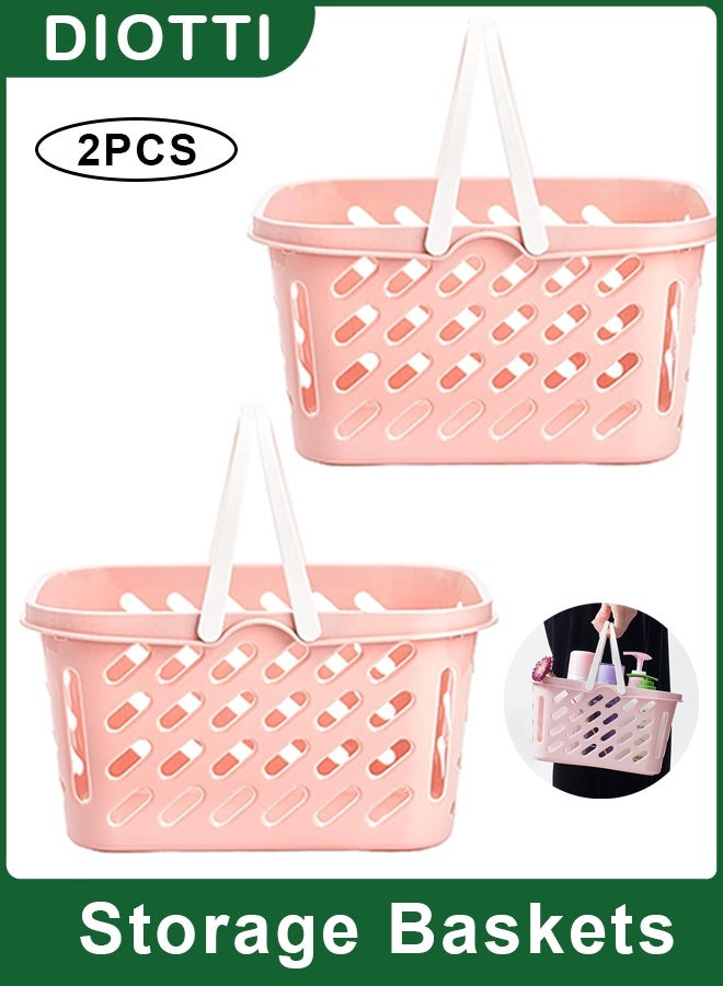 DIOTTI 2 Pack Portable Plastic Storage Baskets with Handles, Shower Caddy Organizer Bins for Bathroom, Kitchen, Dorm, Bedroom, Laundry, Beach - Image 1