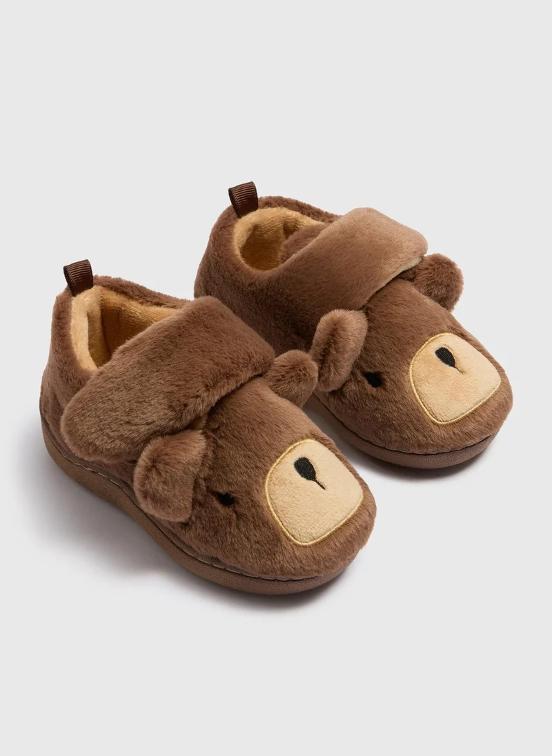 Matalan Kids Brown Bear Cupsole Slippers